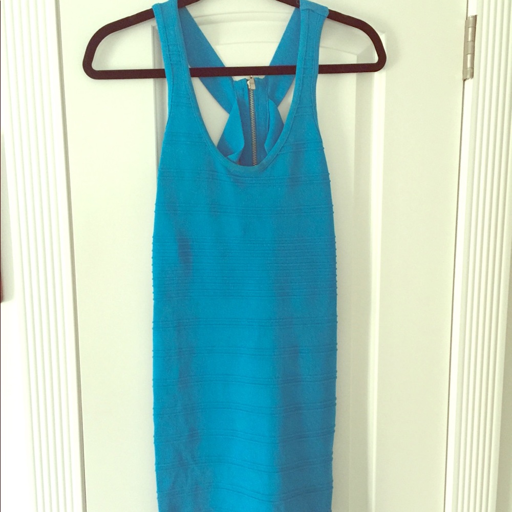 Mini open back blue dress